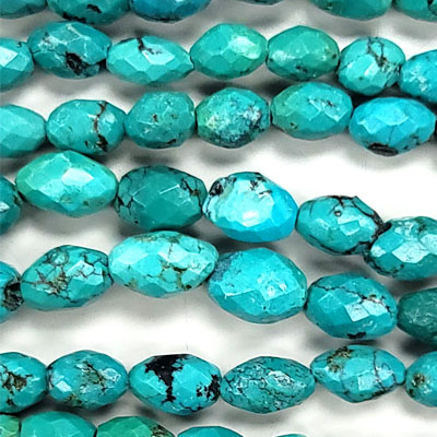 CHINESE TURQUOISE FACETED RICE 6X8-8X12MM